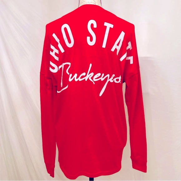 Ohio State Scarlet and Gray Authentic Apparel Lace Up Neck Long Sleeve Shirt S - Picture 5 of 9